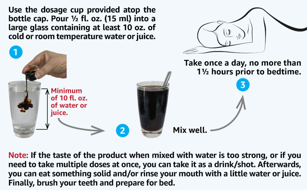 An easy-to-follow infographic showing the three steps for using Vital Procollagen: pour, mix, and drink before sleep.